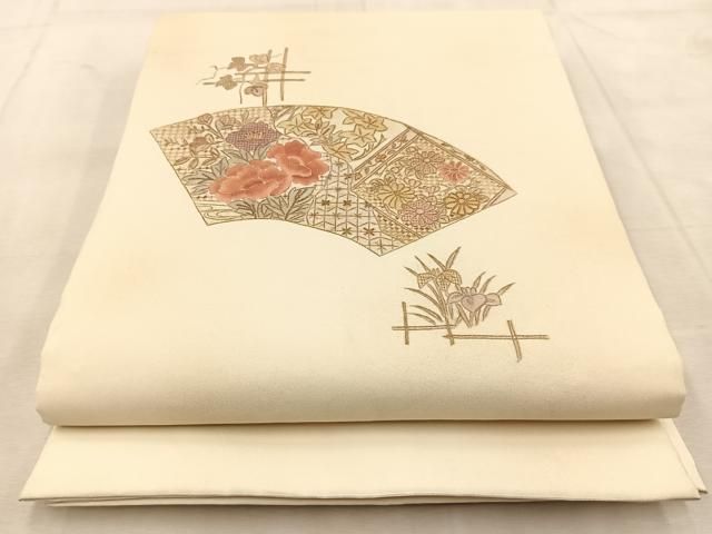 平和屋着物○中国三大刺繍 相良刺繍 両面 太鼓柄京袋帯 紬地 辻が花