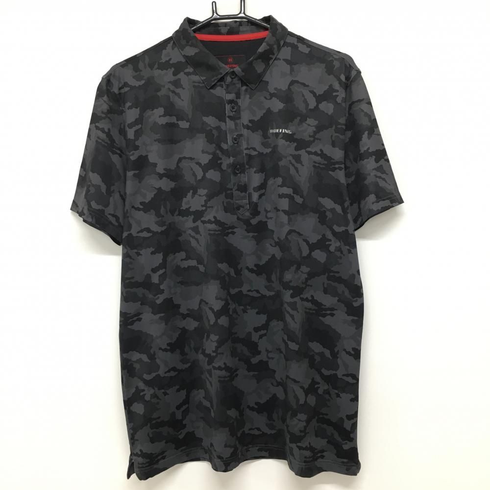 BRIEFING 迷彩ポロシャツ Lサイズ ☆SALE25％OFF☆ブリーフィング 半袖ポロシャツ グレー×黒 カモフラ