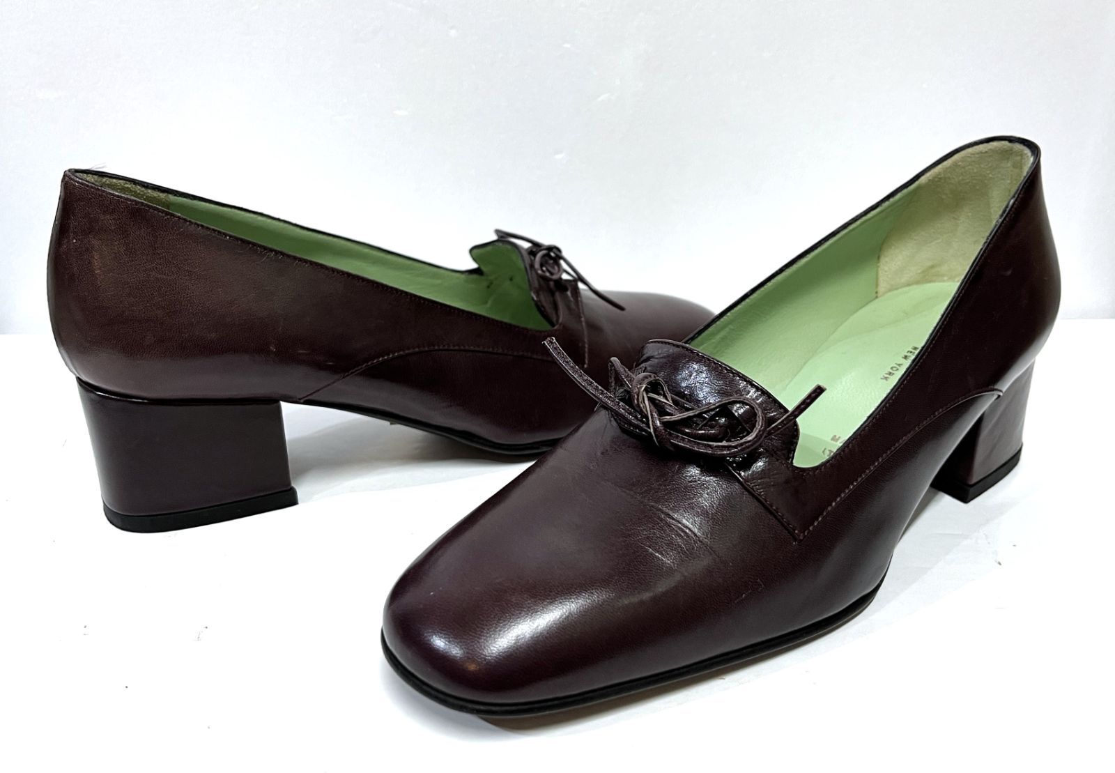 22.5cm◆イタリア製 sigerson morrison｜シガーソンモリソン リボンデザイン 太ヒール パンプス 靴 KWY
