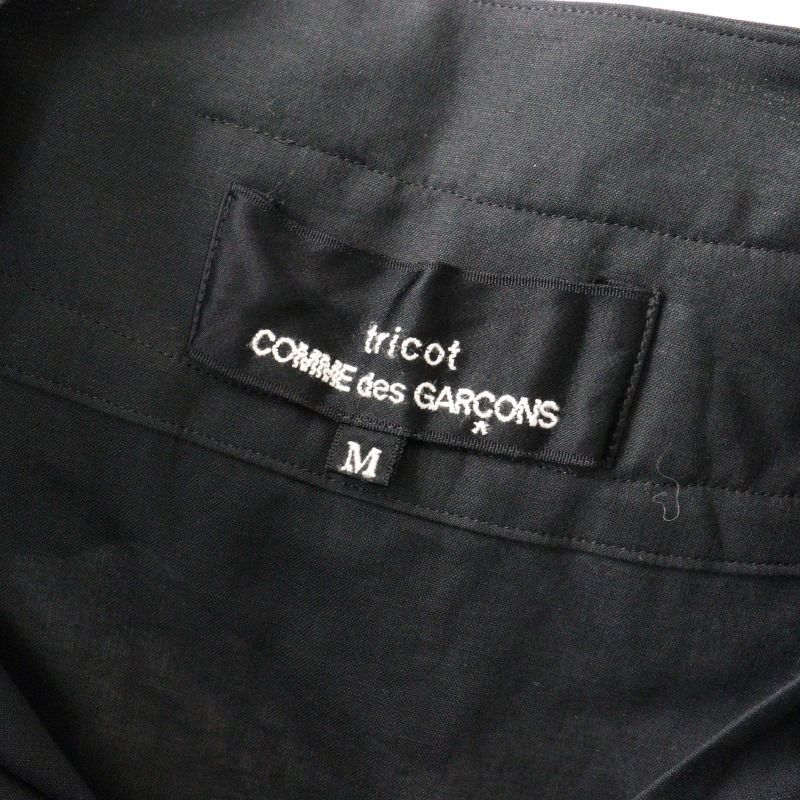AD2019 トリコ コムデギャルソン COMME des GARCONS コットンラミーギャザーフリル装飾 半袖プルオーバー M ブラック【2400014474947】 AD2019 トリコ コムデギャルソン COMME des GARCONS コットン