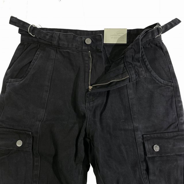 【送料無料】mnml FRONT ZIP カーゴ パンツ フレアカット ブーツカット ブラック 黒 CARGO PANTS Black ミニマル