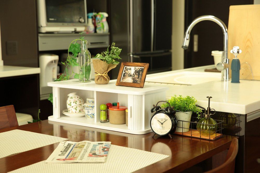 キッチン 収納庫 ダイニング カウンター上 整理 軽量 竹製 オスマック ジャバラ扉 60cm 完成品 ホワイト KTX-60W NEXPOTALLINN_EU