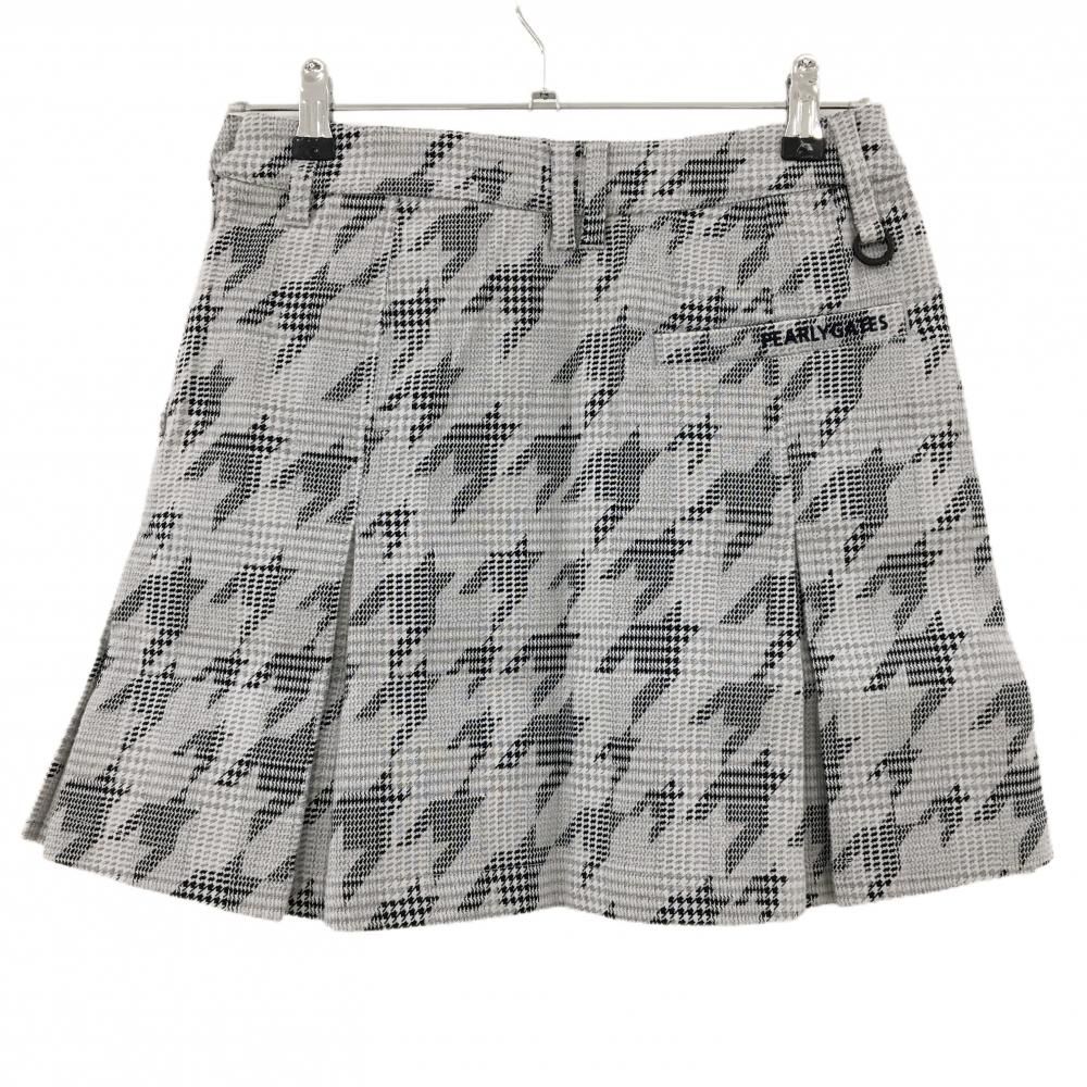 パーリーゲイツ ボックスプリーツスカート ライトグレー×黒 千鳥柄 ロゴ刺しゅう レディース 0 S ゴルフウェア PEARLY GATES
