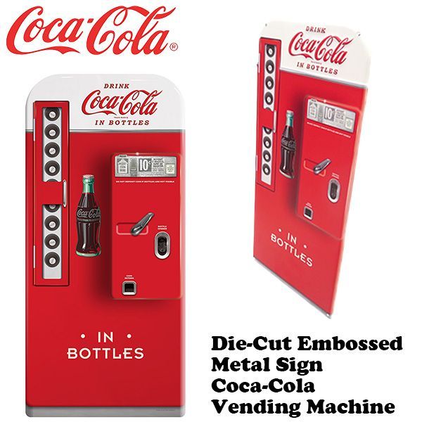 ファッション 通販 ダイカットエンボスメタルサイン COCA MACHINE VENDING COLA - その他
