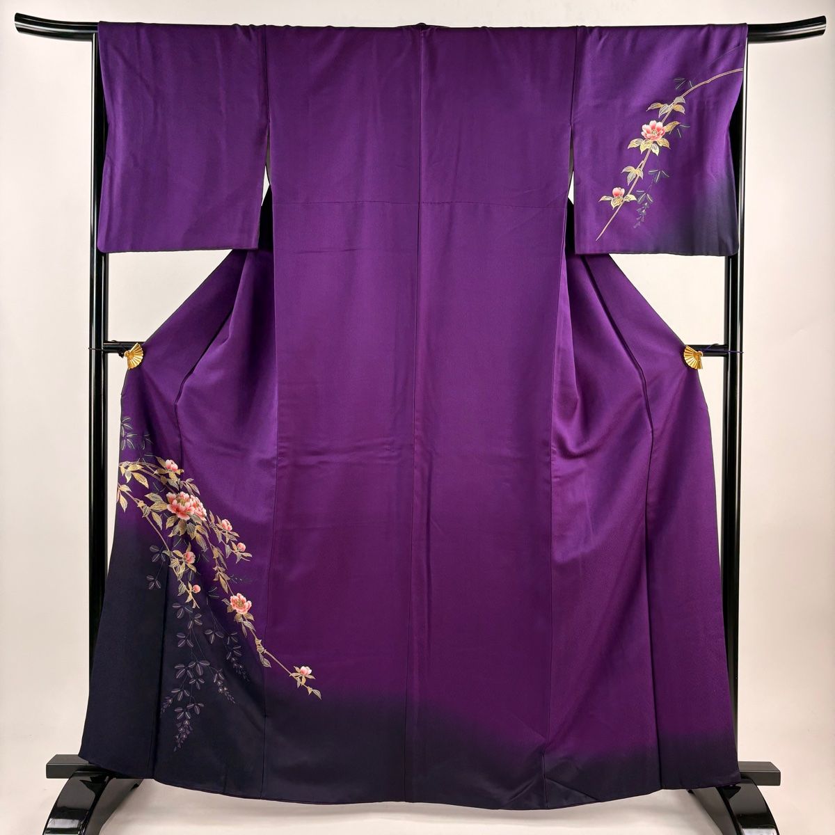 付下げ 身丈166.5cm 裄丈68cm L 袷 束ね熨斗 鶴 金糸 金彩 灰