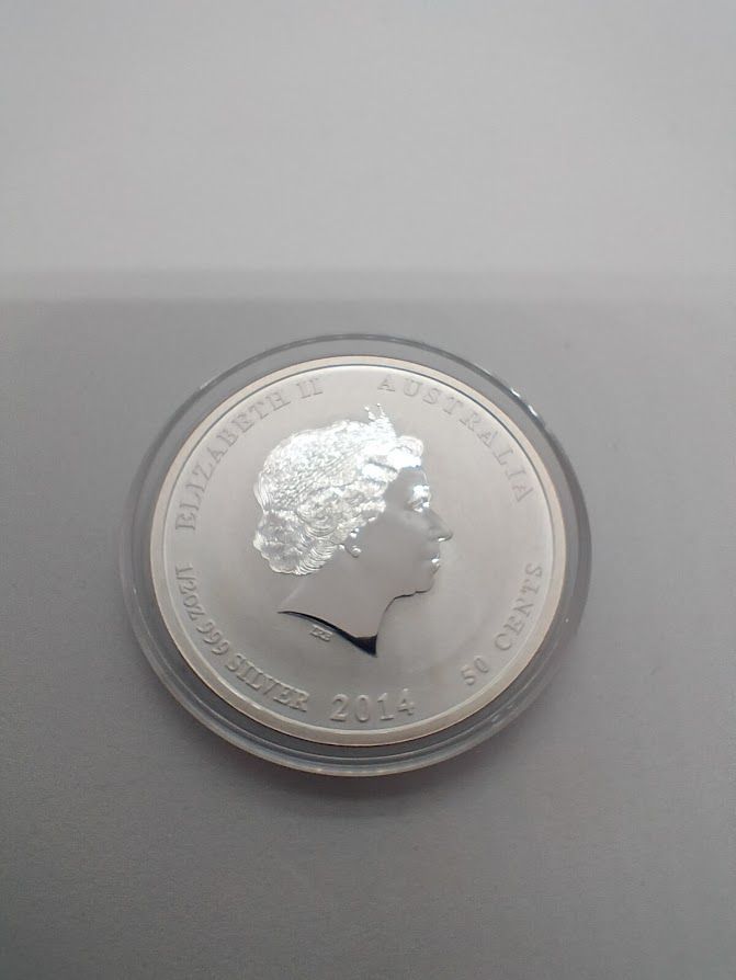 オーストラリア 2014年 干支 馬 午 1/2OZ 50セント銀貨 保証書