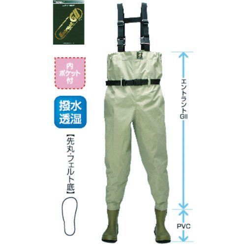 Color カーキ_Size L 阪神素地 SW-511 エントラントウエーダー チェストハイ L カーキ