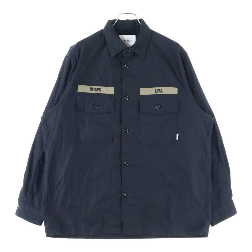 WTAPS ダブルタップス 24AW CBW LS COTTON SATIN SHIRT コットン サテン ダブルフラップポケット 長袖シャツ ブラック 242WVDT-SHM01