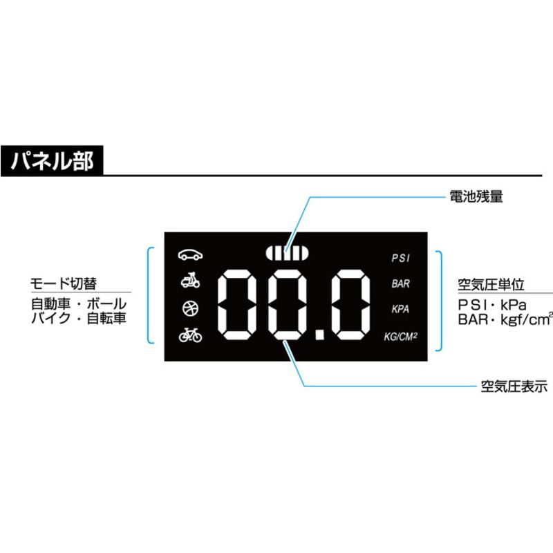 電動コンパクト空気入れ ブラック