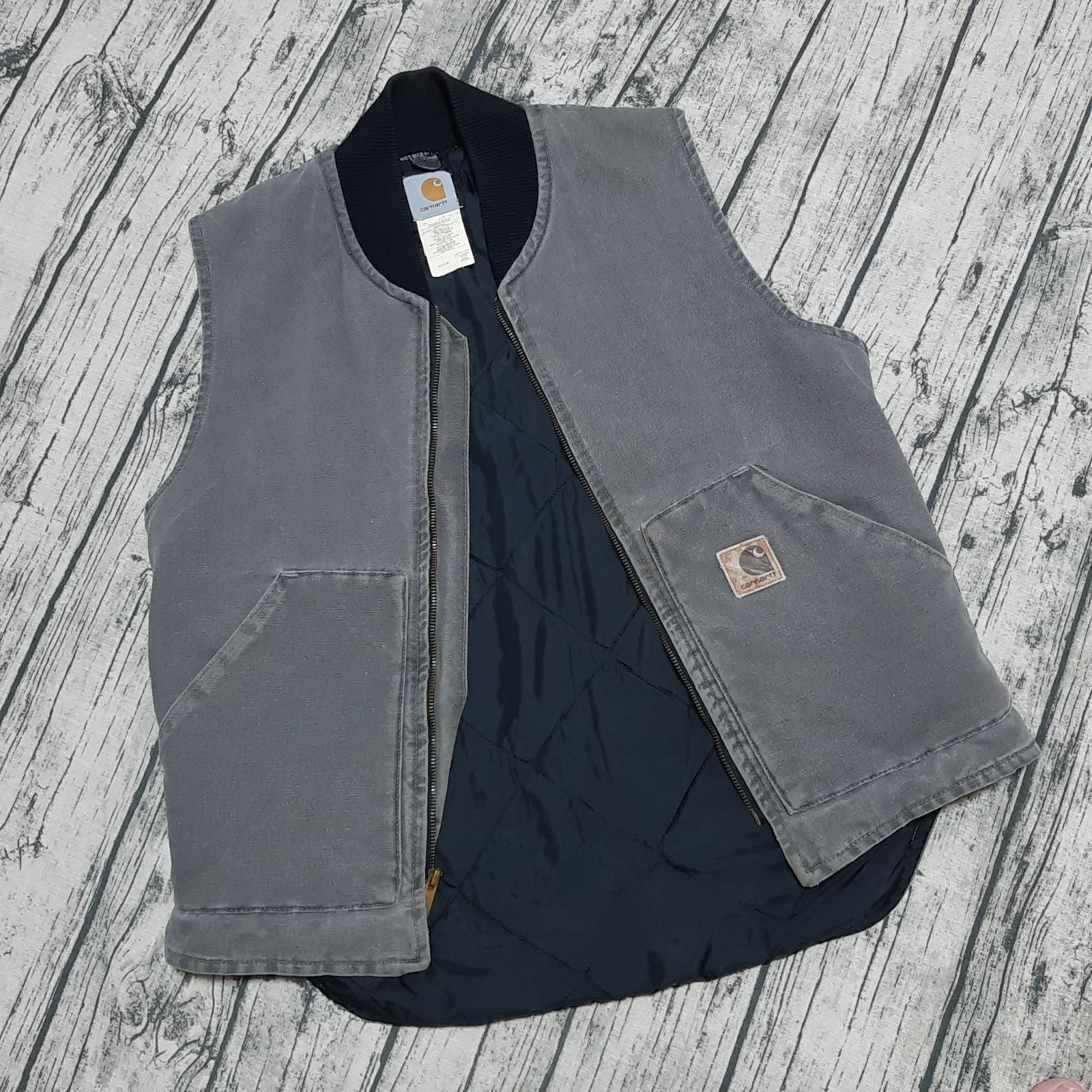 簡単な Carhartt Duck Vest ダックベスト セメント V02CMT M