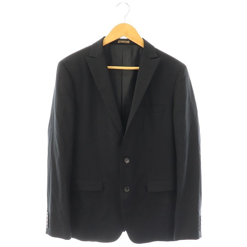☆美品☆タケオキクチ スリーピース サイズ3（Lサイズ相当）黒色 ストライプ 3ピースセット】シャイニーヘリンボン スーツ（スーツセット