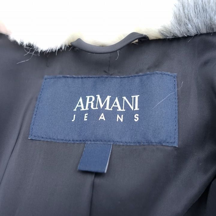 ARMANI JEANS チェック柄フェイクファーコート