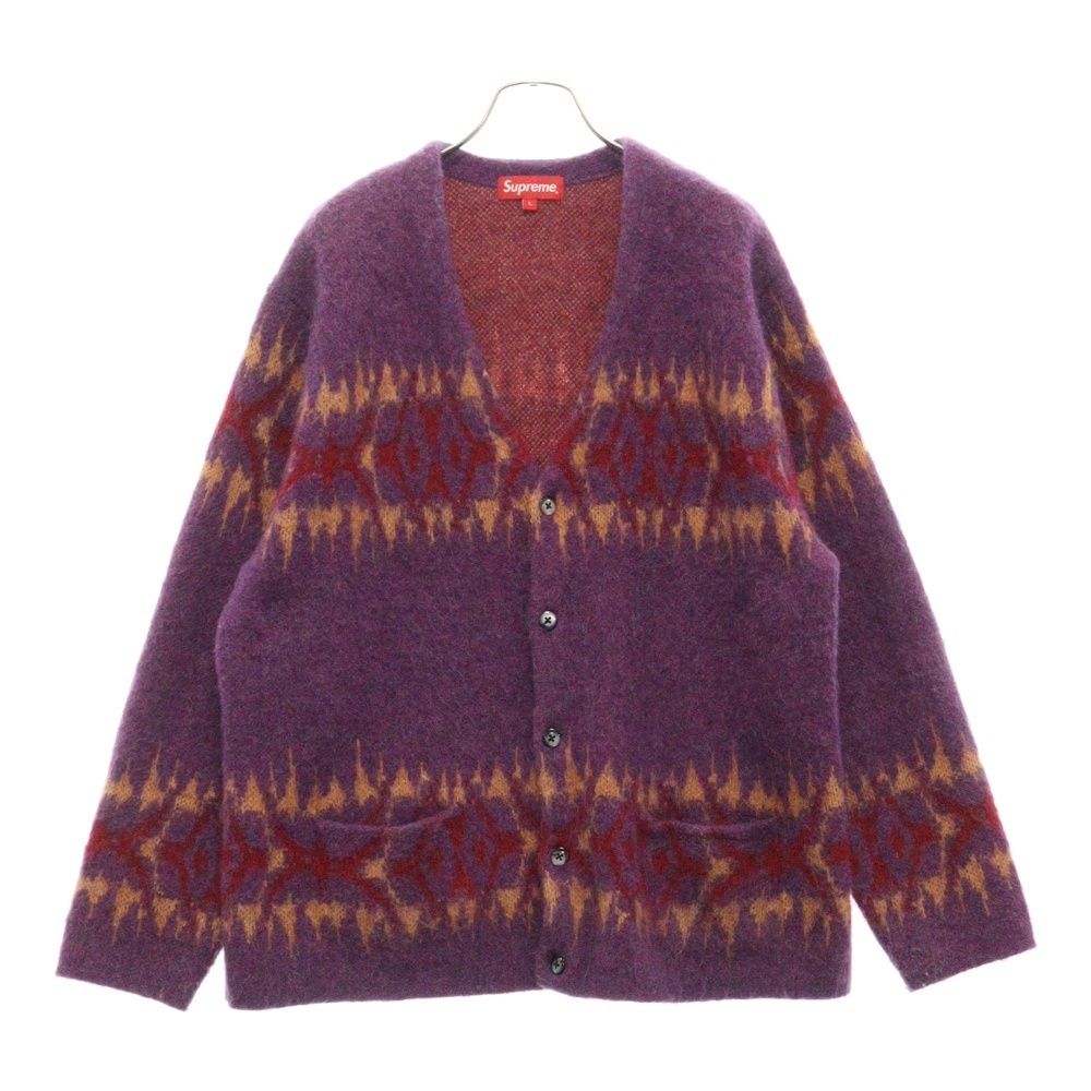 SUPREME (シュプリーム) 22AW Abstract Stripe Cardigan アブストラクトストライプニットカーディガン パープル