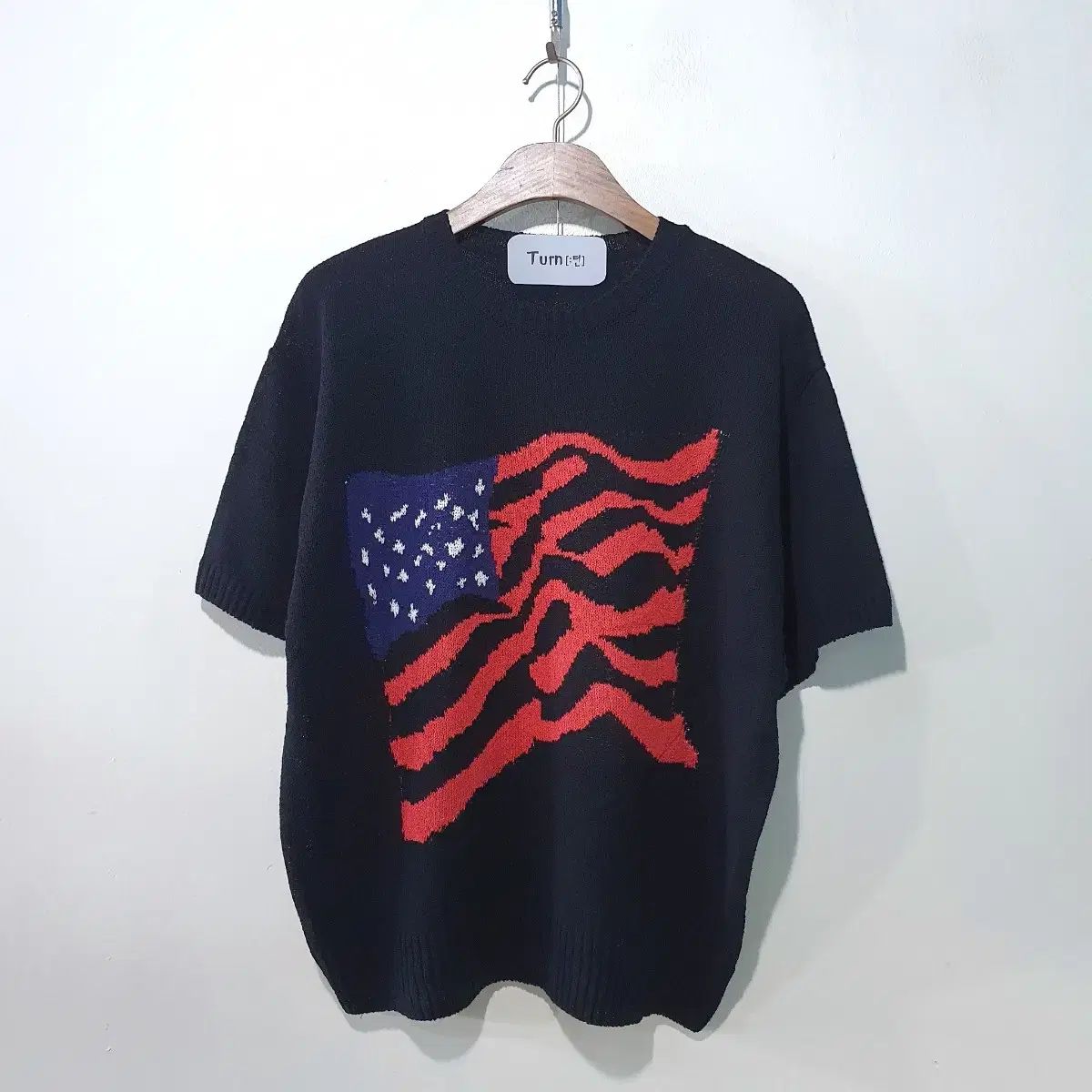 SS 新規 USA フラグ 半袖ニット 4color