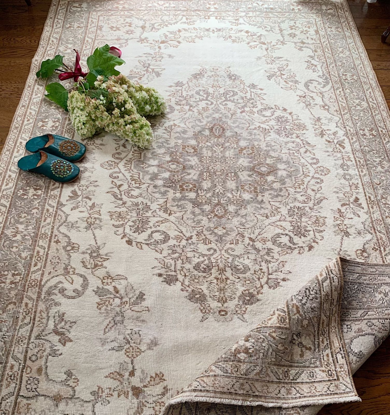 超大判171×286アンティークカラー メダリオン トルコヴィンテージラグ