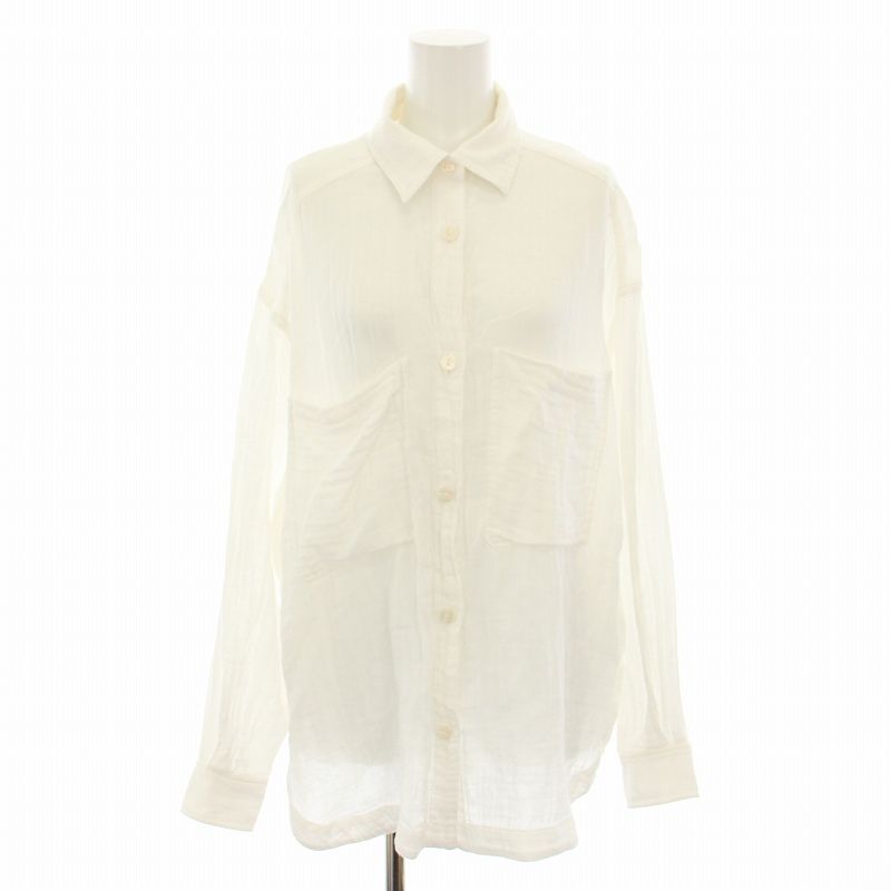 【未使用】FORME 東原亜希　ガーゼシャツ　ライトブルー　白　シャツ　長袖 FORME しろシャツ 未使用】FORME 東原亜希 ガーゼシャツ ライトブルー