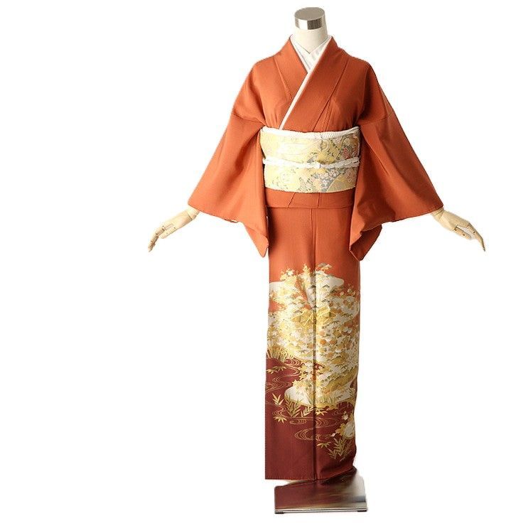 作家もの 色留袖 金彩 色紙 鶴 亀甲 花菱 菊 松 五つ紋 着物 043a d
