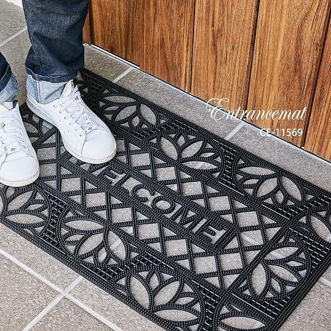 萩原(Hagihara) 玄関マット 屋外 泥落とし 約45X75cm 「CE-11569 半円