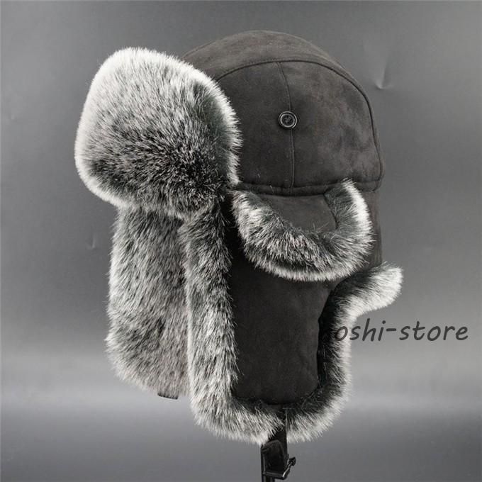 【美品】 リアルファー帽子 ロシア帽 パイロットキャップ 耳当て付き REAL STYLE（ファッション） フライトキャップ レディース