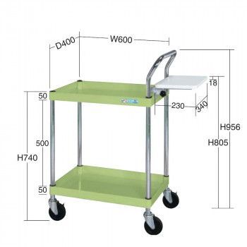 サカエ ピッキングカート 600×400×740mm グリーン 2段 PC-6472