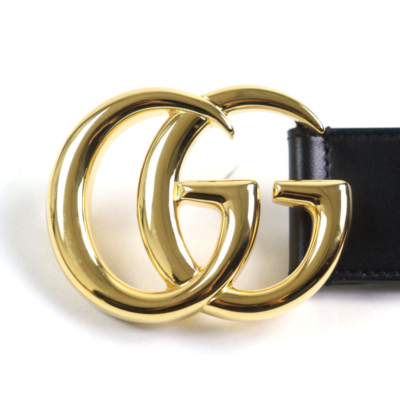 GUCCI ベルト　マーモント　ダブルG レザー　ブラック　ゴールド金具 GUCCI ベルト マーモント ダブルG レザー ブラック ゴールド金具