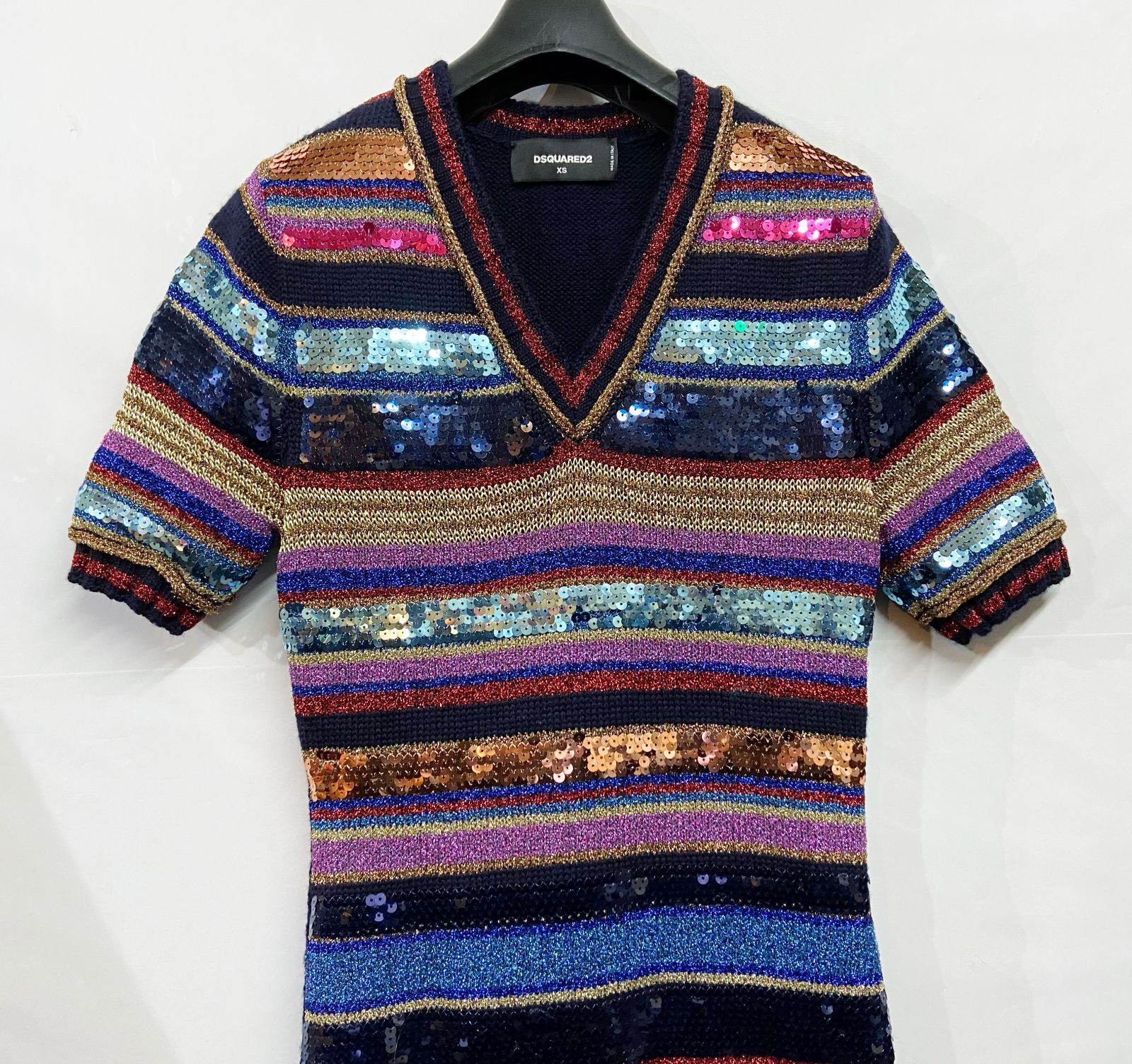 Dsquared2®｜ディースクエアード スパンコール ボーダー ニット