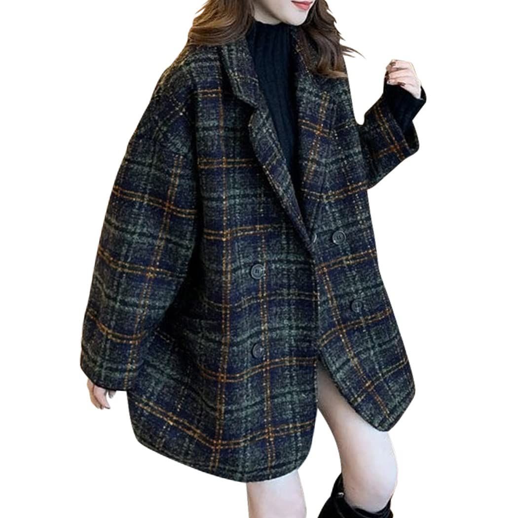 Size L_Color ブラック Teddy コート レディース アウター 中厚手 オーバーサイズ ゆったり 秋冬 防寒 グレンチェック柄 tops1353 ブラック L