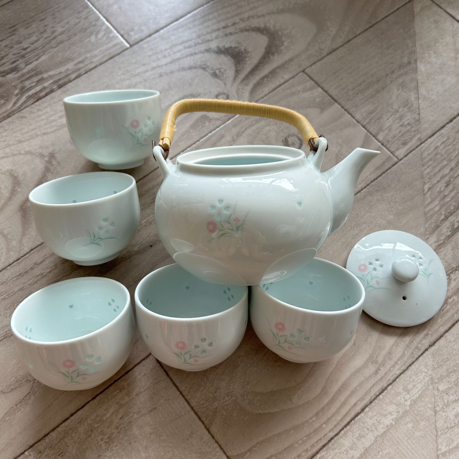 566 有田焼 薩摩 茶器セット 急須1 湯呑蓋付5 有田焼 深川製磁 急須
