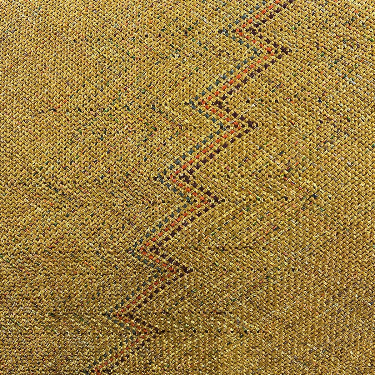 名古屋帯 美品 秀品 八寸名古屋帯 松葉仕立て 幾何学模様 金糸