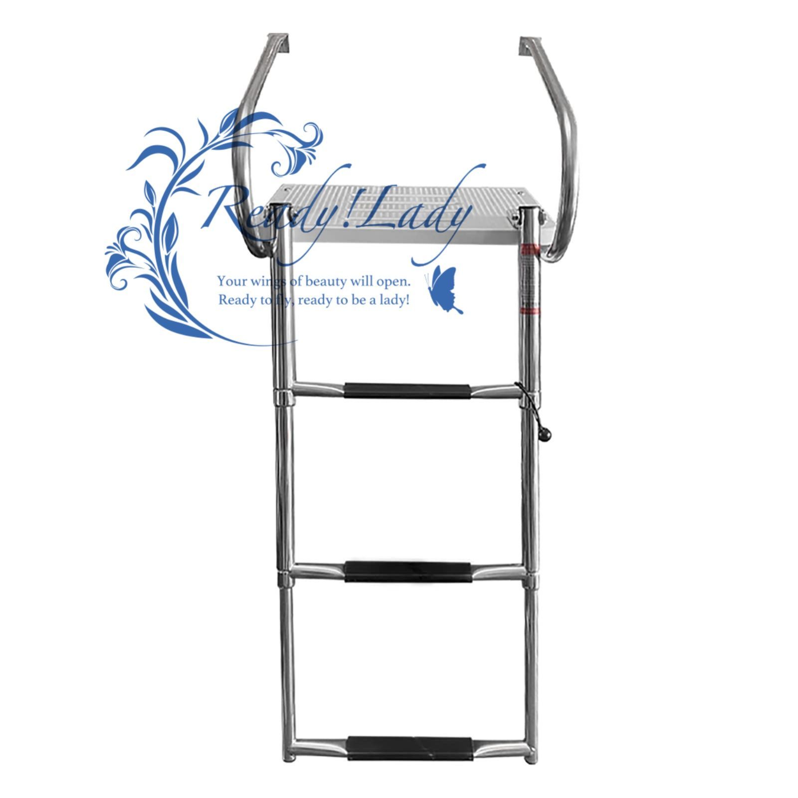 ボート用 船 梯子 ラダー マリンボートはしご ボート用 船 梯子 2|3ステップ 折りたたみ プールラダー 鋼 船内ボートラダー ペダルと スイムプラットフォーム 手すりはしご マリンボートヨット用 3 Step