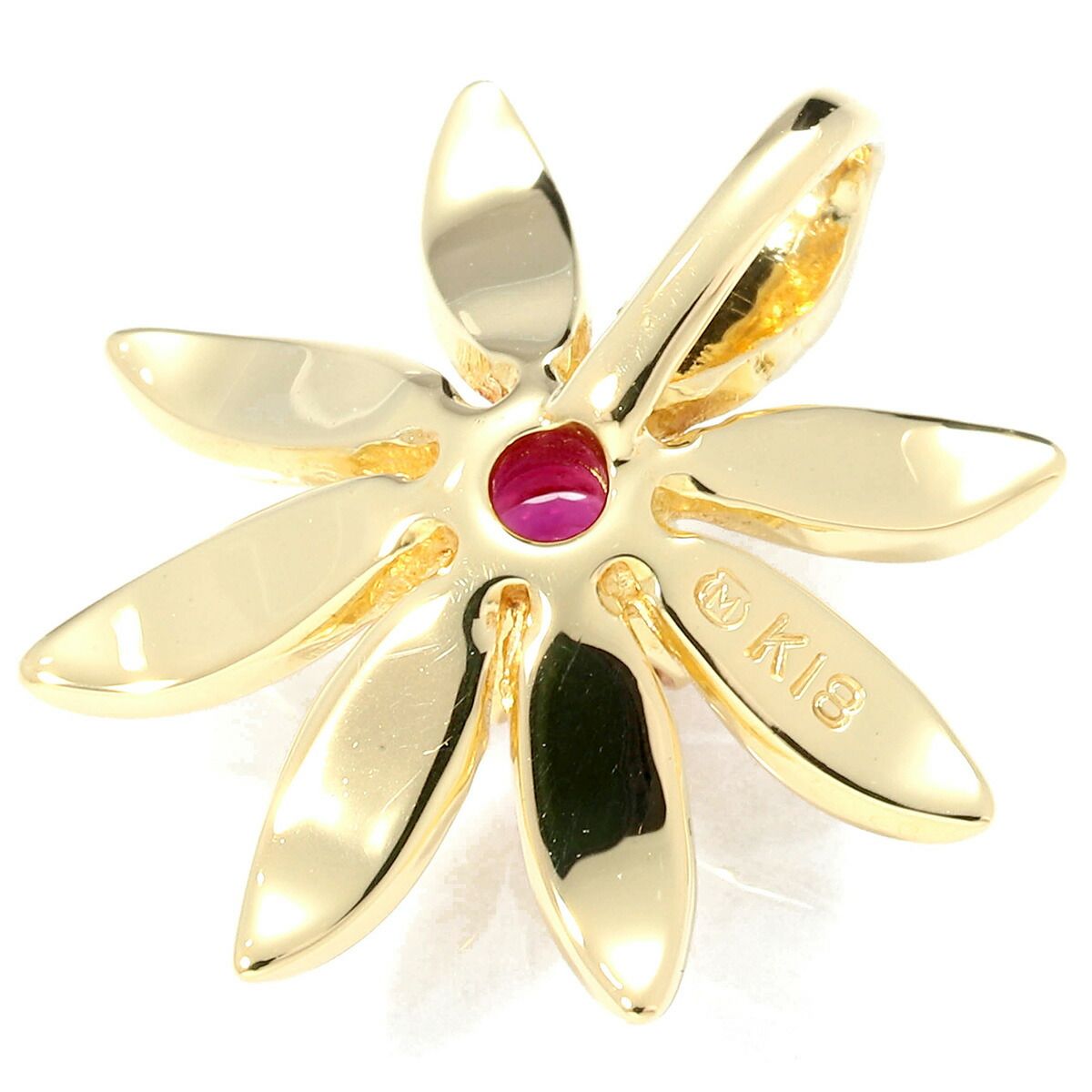ミキモト MIKIMOTO フラワーモチーフペンダントトップ ルビー K18 中古 