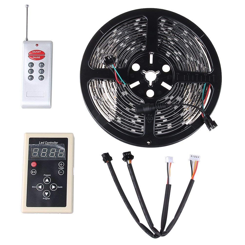 【人気商品】MOTOSTAR LEDテープライト RGB 防水 光が流れる 5m SMD5050 132点灯パターン フルカラー 16色設定可能 切断可能 記憶型 調光機能 黒ベース リモコン両面テープ付き