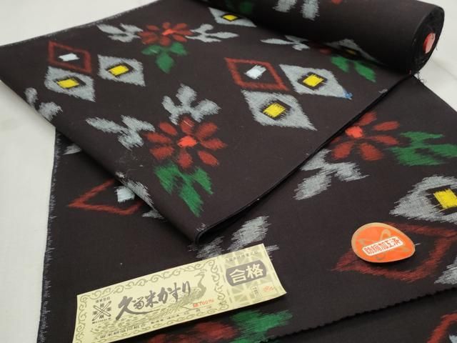 平和屋着物▽久留米絣 単衣 亀甲文様 綿 逸品 CAAV4800vp