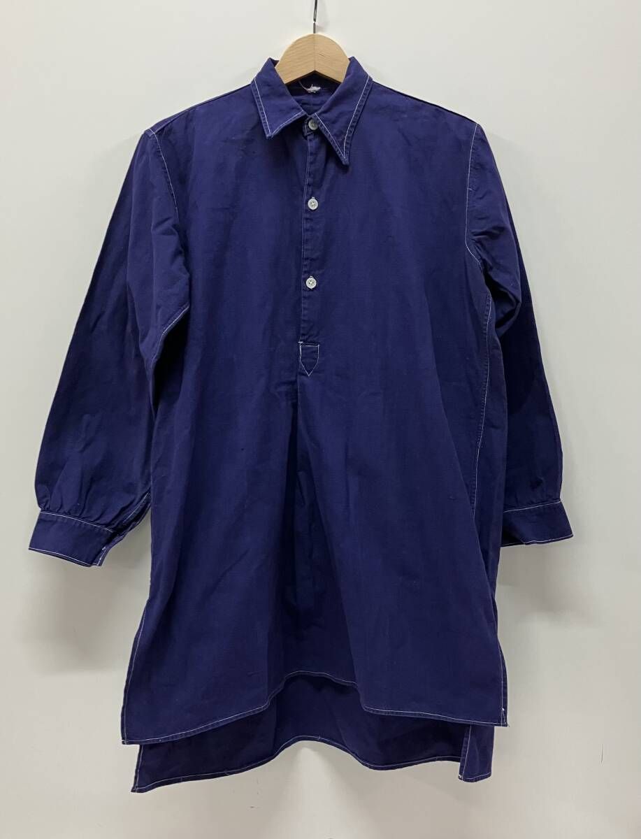 EURO VINTAGE ユーロヴィンテージ 30S~40S プルオーバー スモック グランパ 長袖シャツ サイズ不明 ネイビー