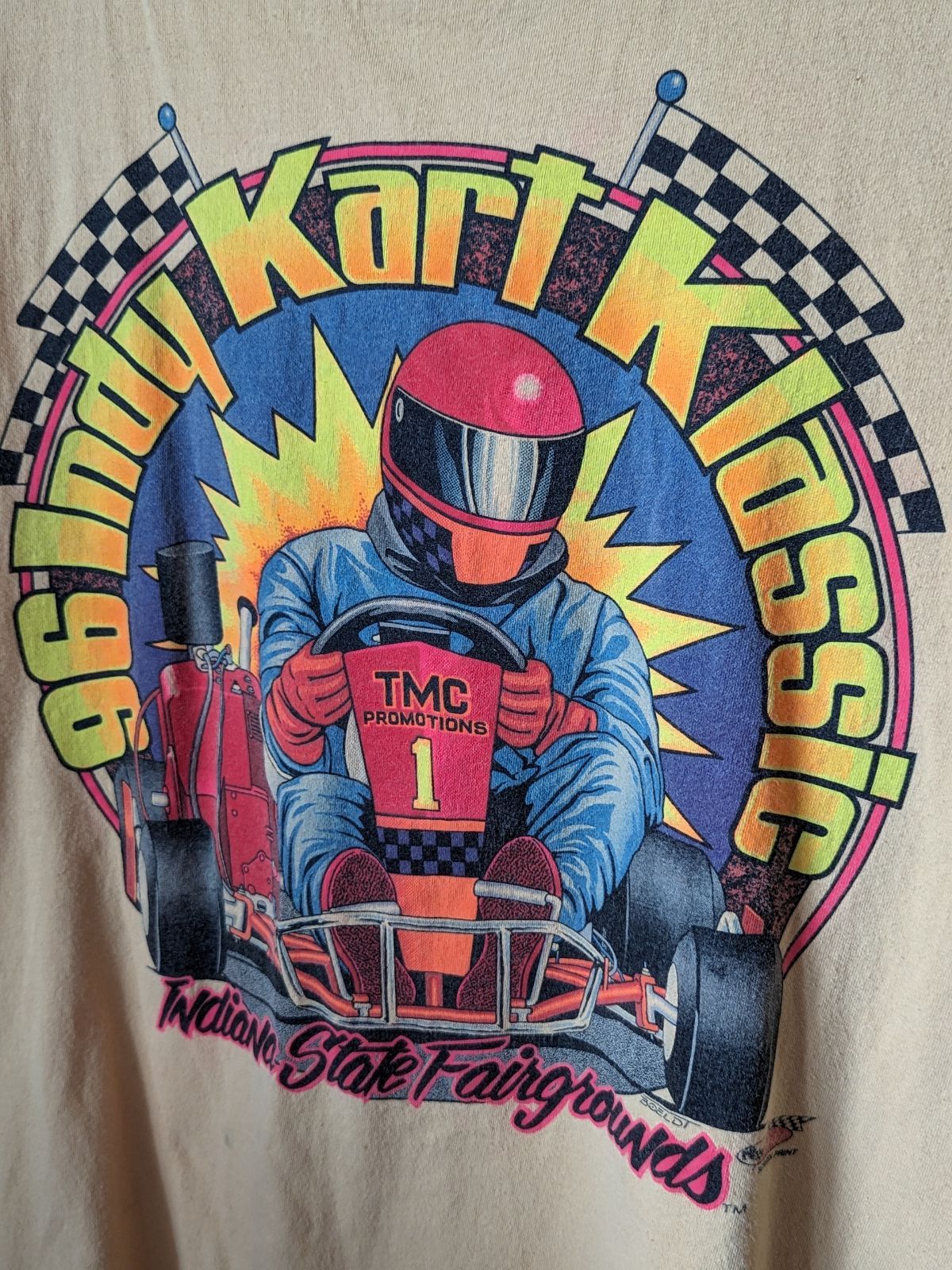 ☆90's☆ ONEITA IndyKartKlassic T-Shirt Orange Vintage 90年代