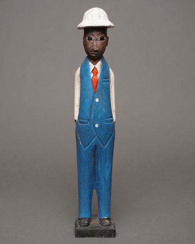 アフリカ コートジボワール コロン人形 Lサイズ No.30 水色のビジネス