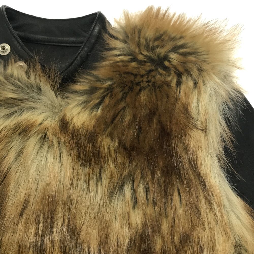 Sacai (サカイ) 17AW FAUX FUR SINGLE LEATHER RIDERS JACKET 17-03388  フェイクファーシングルレザーライダースジャケット ブラウン/ベージュ/ブラック レディース - メルカリ