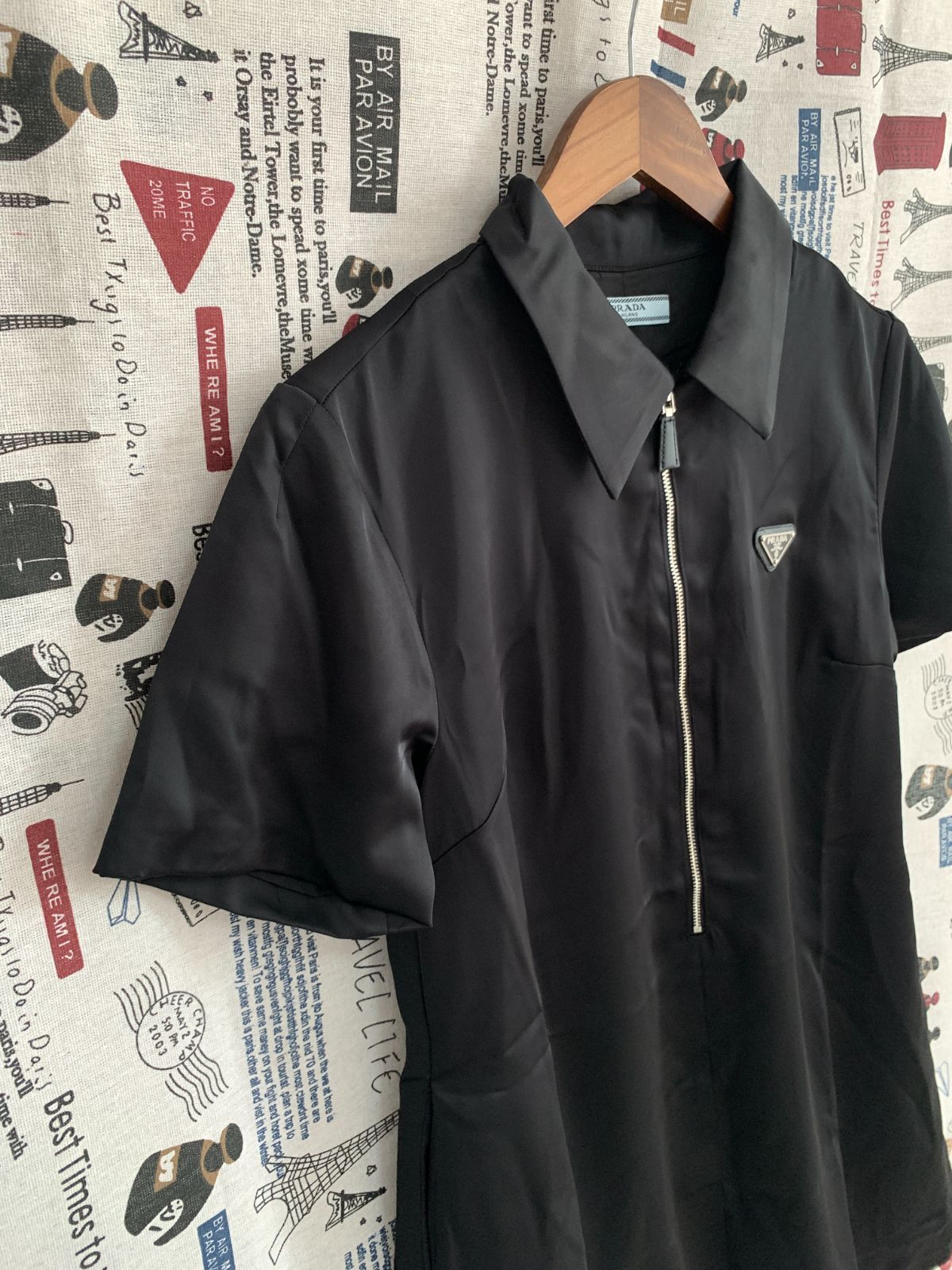 PRADA プラダ ブラック ポロシャツスタイル ミニワンピース プラダ PRADA ワンピース（PRADA プラダ ブラック ポロシャツ