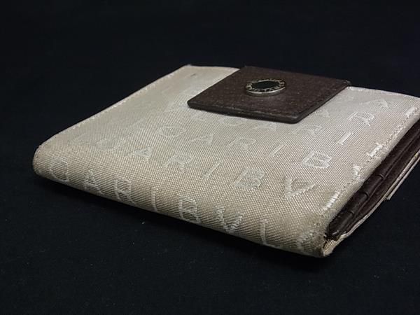 美品　BVLGARI ブルガリ ロゴマニア 二つ折り財布 キャンバス BVLGARI ブルガリ ロゴマニア キャンバス×レザー 二つ折り 財布