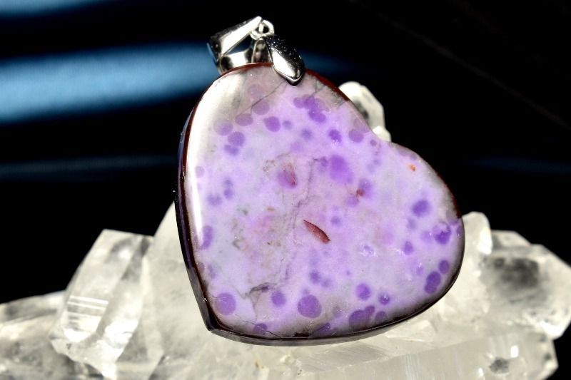 １点物 シルバー925 高発色 スギライト 杉石 25x27mm ハート ペンダントトップ パワーストーン 天然石 _PC6295