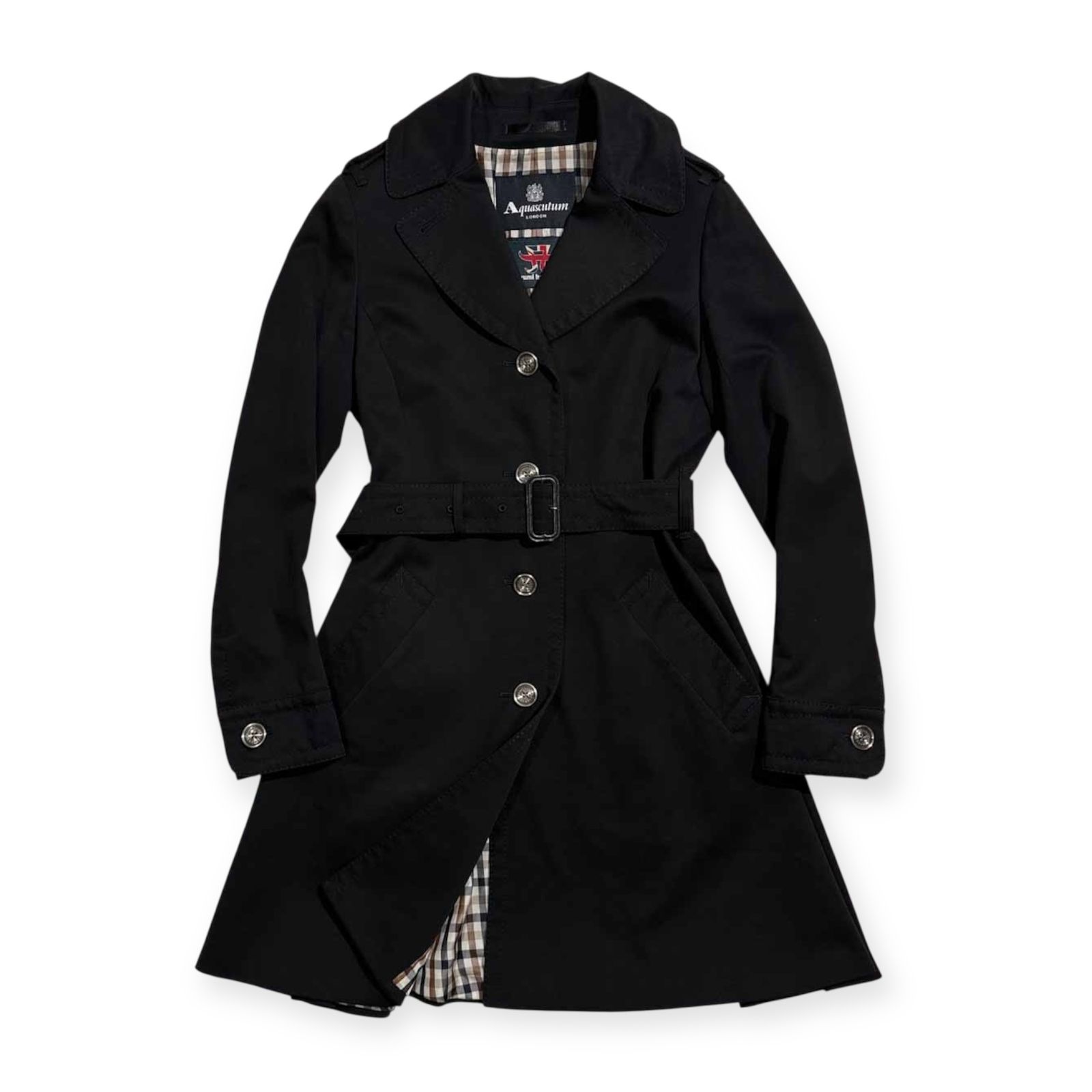 クリーニング済み アクアスキュータム 浜崎あゆみ トレンチコート ブラック