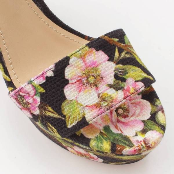 美品Dolce & Gabbana 花柄ウェッジサンダル サイズ37 美品Dolce