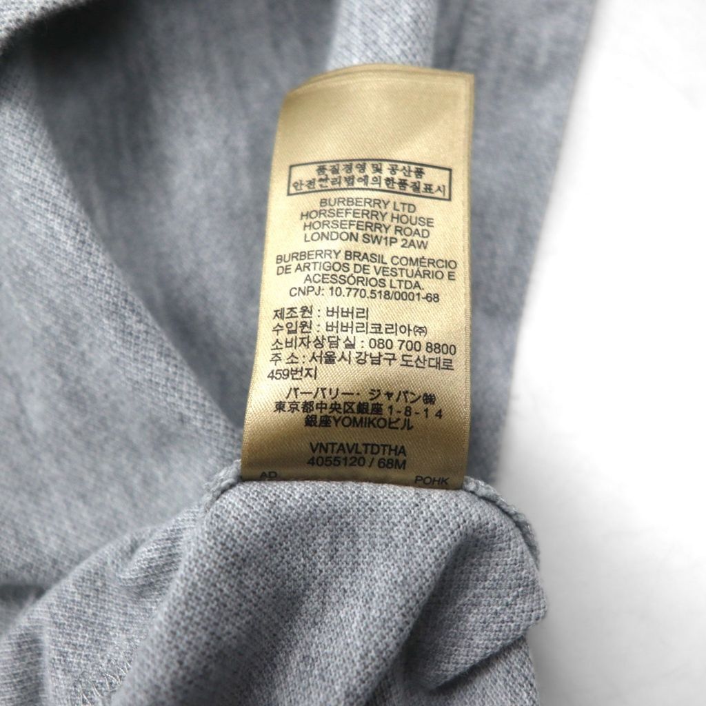 BURBERRY BRIT 現行タグ ポロシャツ 2XL グレー コットン 鹿の子