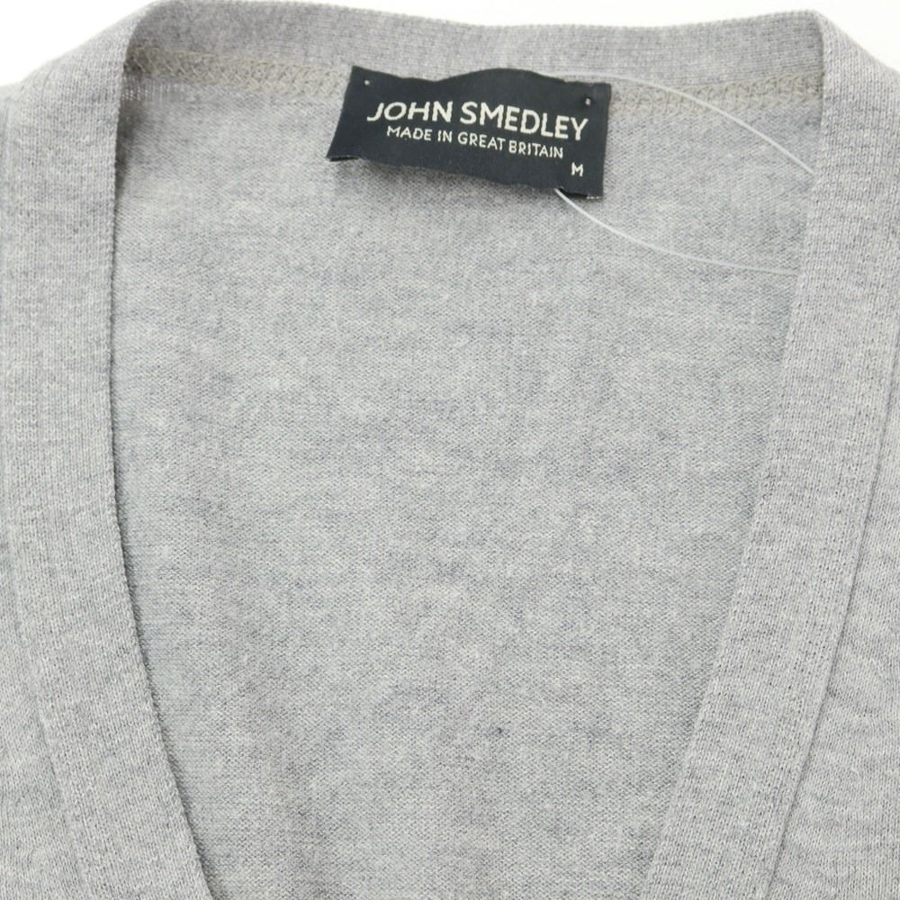 JOHN SMEDLEY ライトグレー カーディガン M ジョンスメドレー コットン