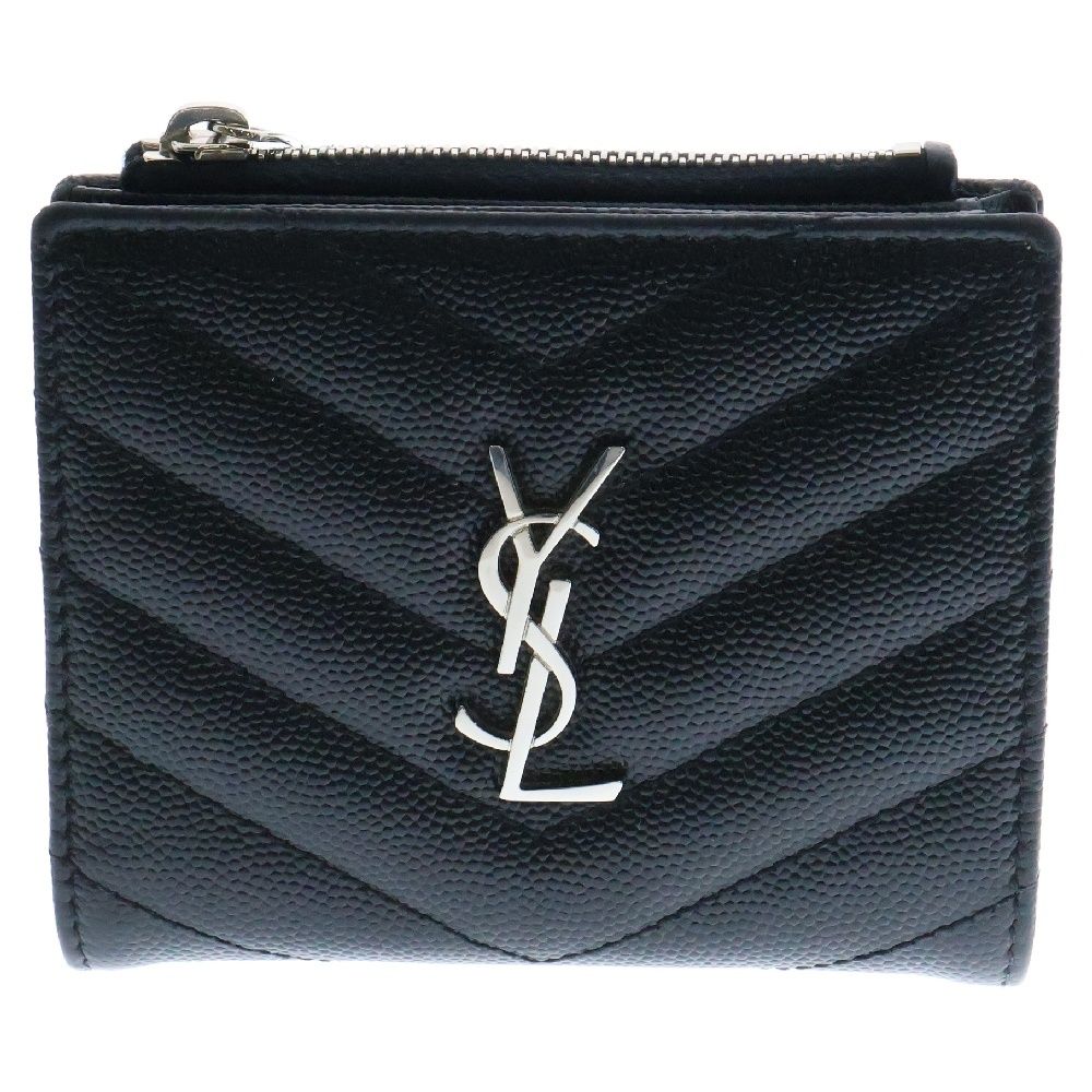 希少美品✨ イヴサンローラン 三つ折り財布 キャビアスキン YSL
