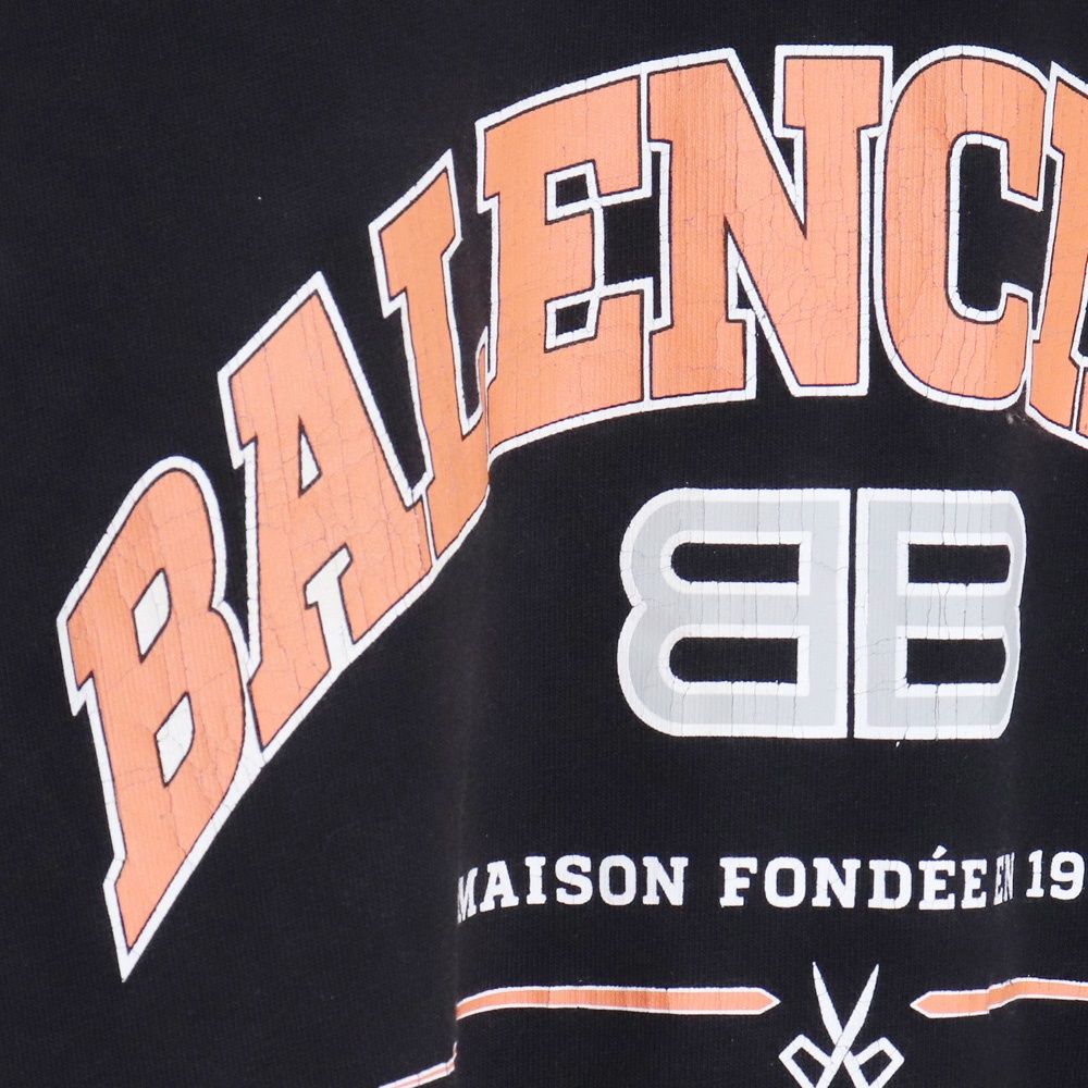 Balenciaga Paris soccar ロングスリーブ Tシャツ 今日特価】Balenciaga SS25 フロントレター刺繍 プリント クルー