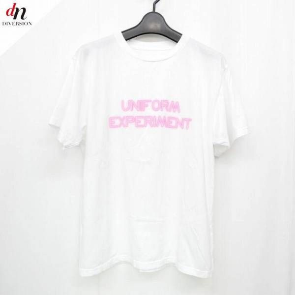 16SS uniform experiment ユニフォームエクスペリメント NEON TEE コットン 半袖 ネオン ロゴ Tシャツ カットソー WHITE 1