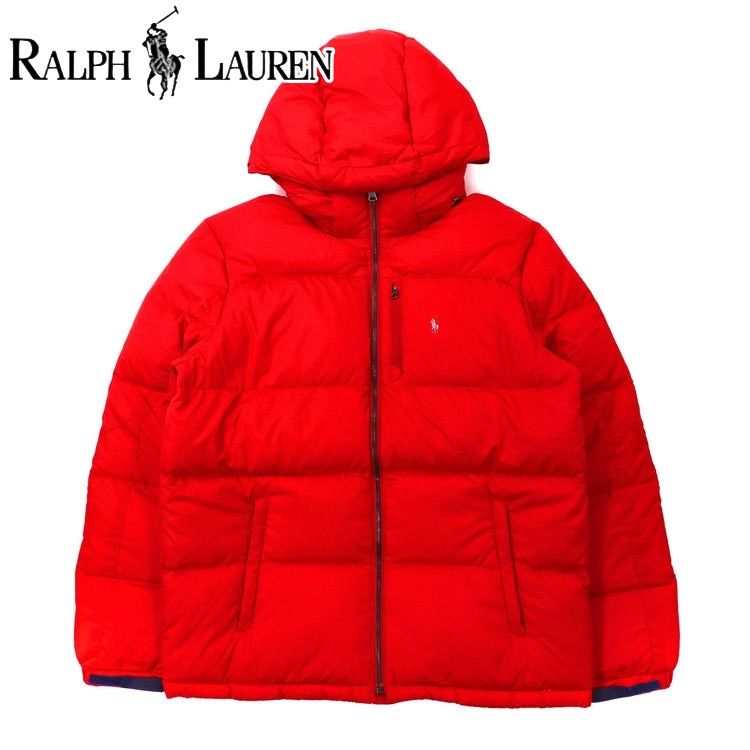 POLO RALPH LAUREN ダウンジャケット XL レッド ナイロン フード着脱式 スモールポニープリント