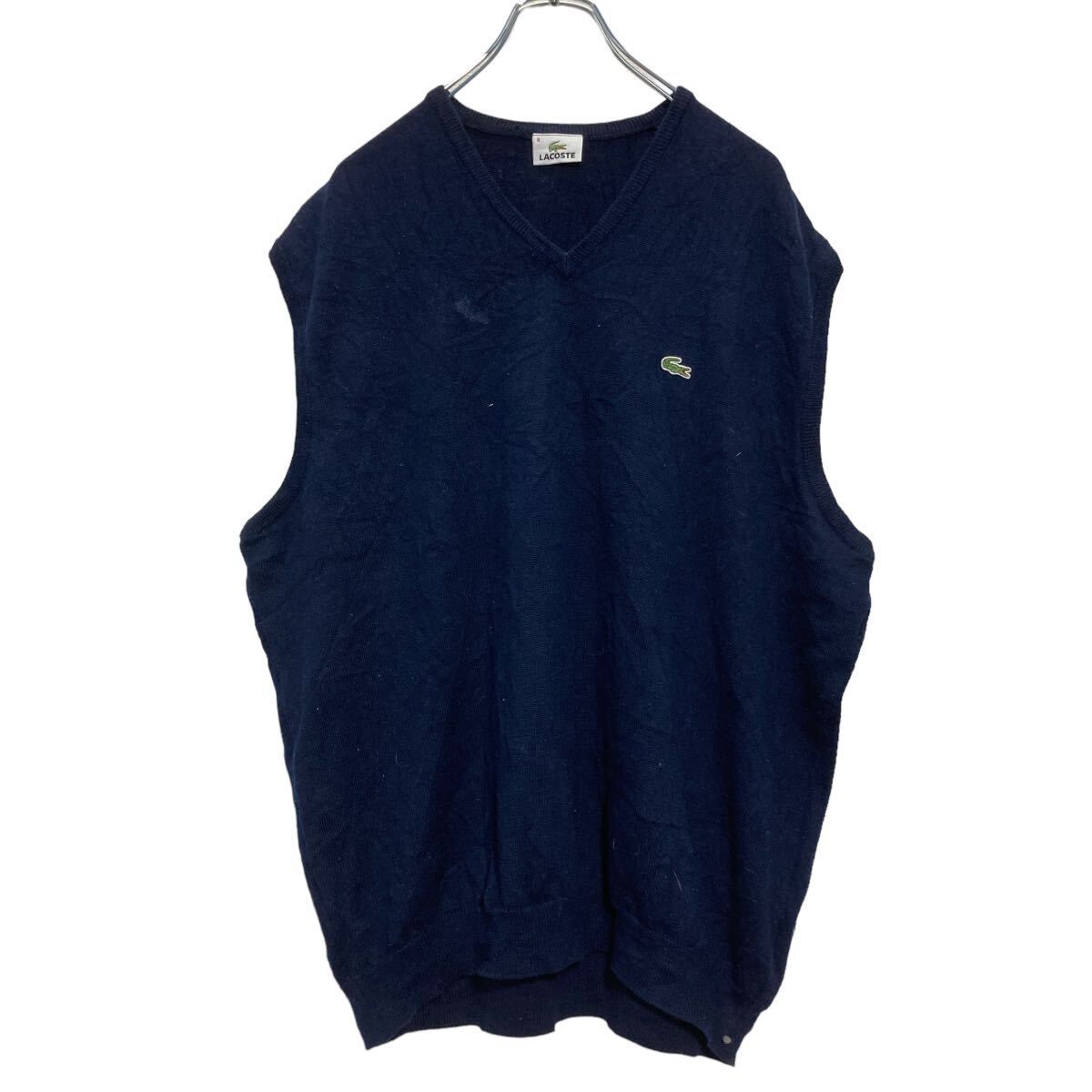 ラコステ フランス製 ニットベスト 90s 胸刺繍ロゴ 古着 00s LACOSTE ラコステ 刺繍ロゴ ニットベスト グリーン 3