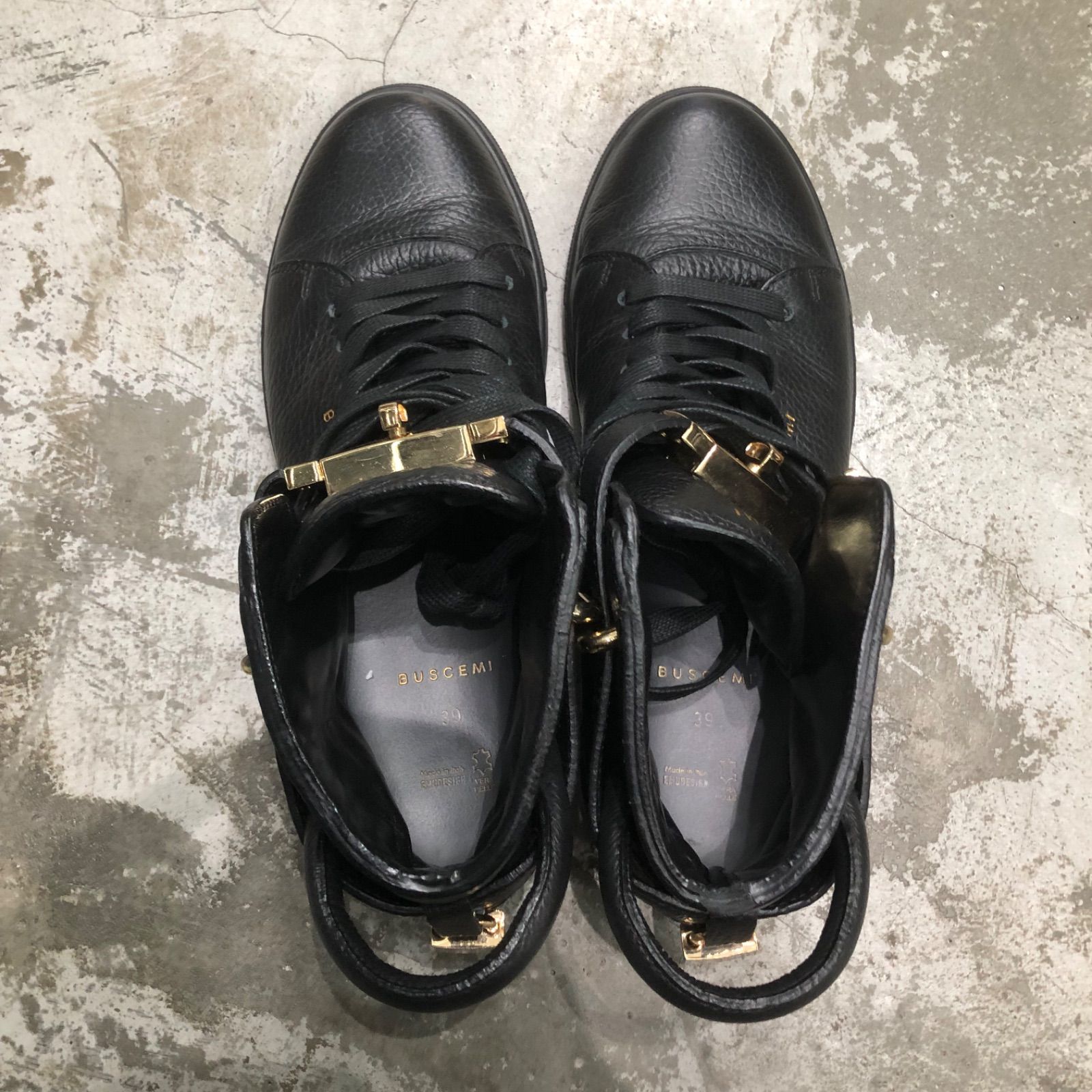 BUSCEMI 南京錠 レザー ハイカット スニーカー ブシェミ 39